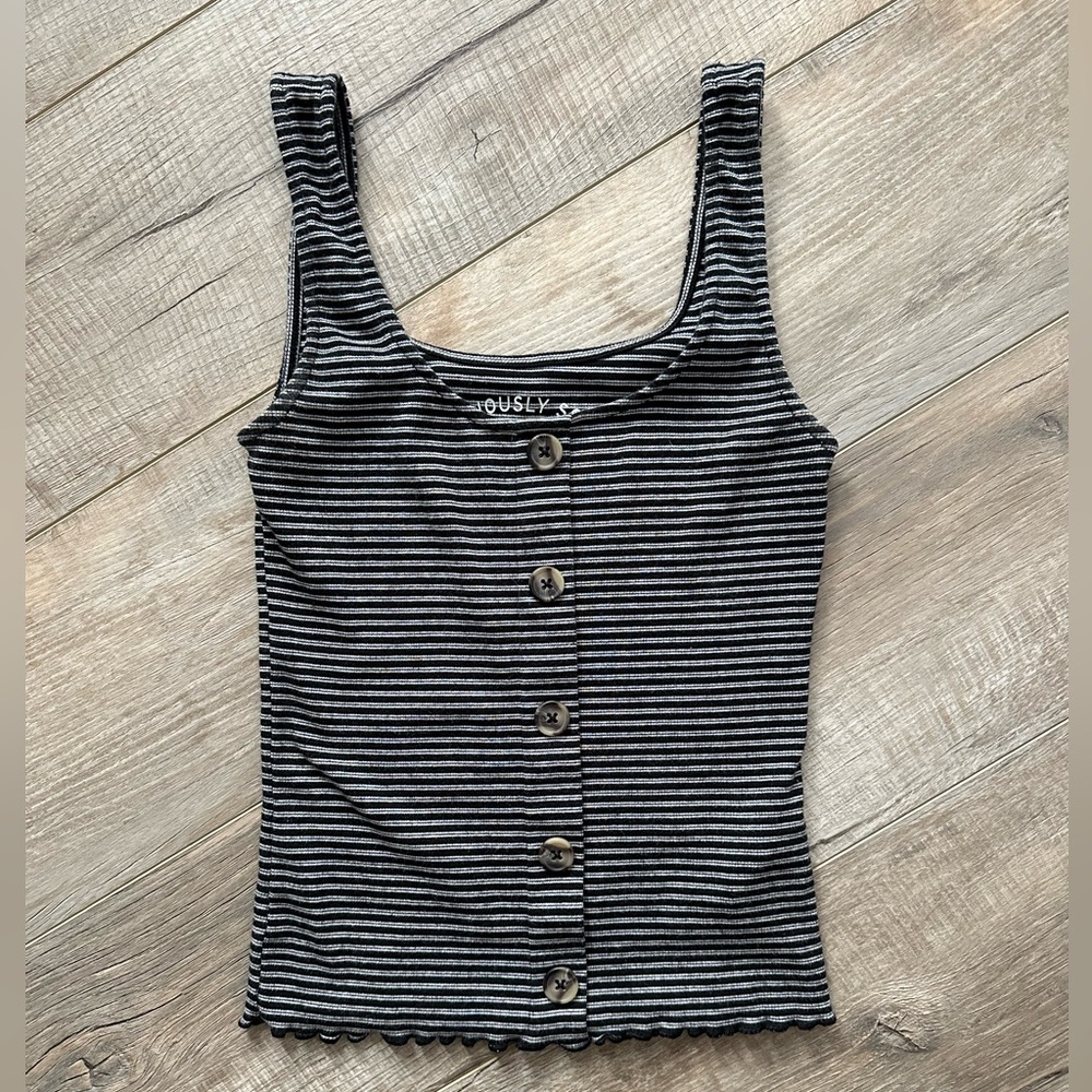 Aero Black and White Stripe Tank top